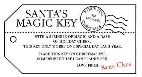 Santa Key Free Printable So Santa Can Enter A Home Without A Chimney