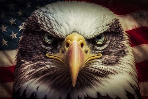 An Angry North American Bald Eagle On American Flag Neural Network Ai