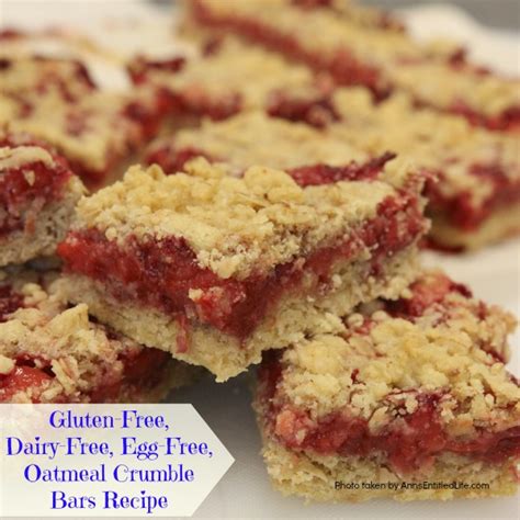 Safe ways to sweeten the day for people with food allergies some twelve million americans suffer serious allergic reactions to nuts, dairy, glutens, and other common foods typically found in desserts. Gluten-Free, Dairy-Free, Egg-Free, Oatmeal Crumble Bars Recipe