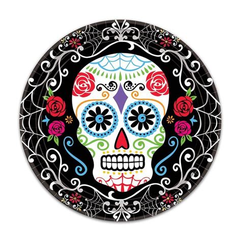 Sugar Skull Paper Plates Day Of The Dead Paper Plates Day Of The