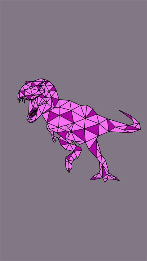 Download Cute Pink Dinosaur T Rex Geometric Vector Wallpaper