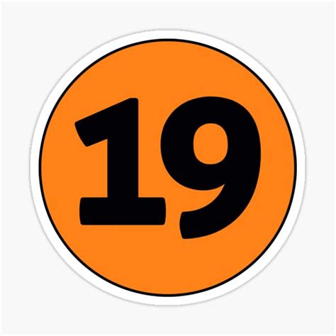 19 Racing Number Orange Background Sticker For Sale By