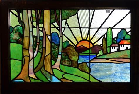 Antique American Stained Glass Scenic Window Stained Glass Windows Stained Glass Stained