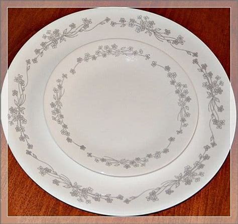 Corelle Gray Ribbon Replacement Plates Saucers Abandoned Treasures