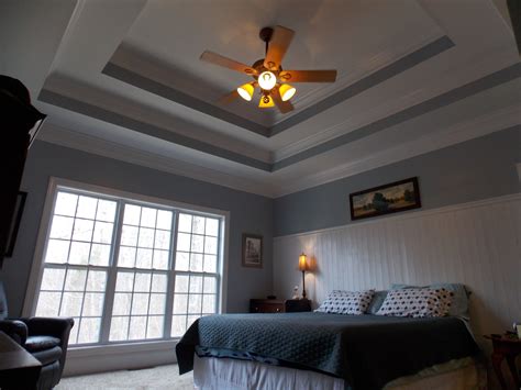 One of the most common ways to emphasize your tray ceiling is to paint it a color other than builder beige or white like your ceiling. Double tray ceilings and bead board wainscoting. | Ceiling ...