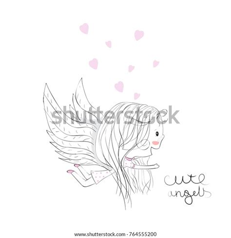 Cute Baby Girl Angel Stock Vector Royalty Free 764555200 Shutterstock
