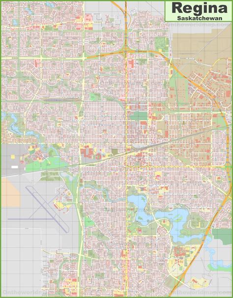 Large detailed map of Regina (Saskatchewan) - Ontheworldmap.com