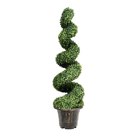 Costway 4ft Artificial Boxwood Spiral Tree Faux Tree Wrealistic Leaves