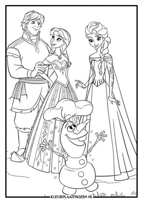 Kleurplaat Elsa, Anna, Kristoff en Olaf Elsa coloring pages, Princess