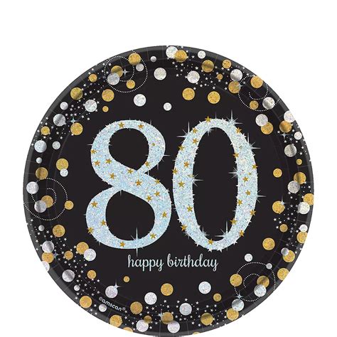 Prismatic 80th Birthday Dessert Plates 8ct Sparkling Celebration