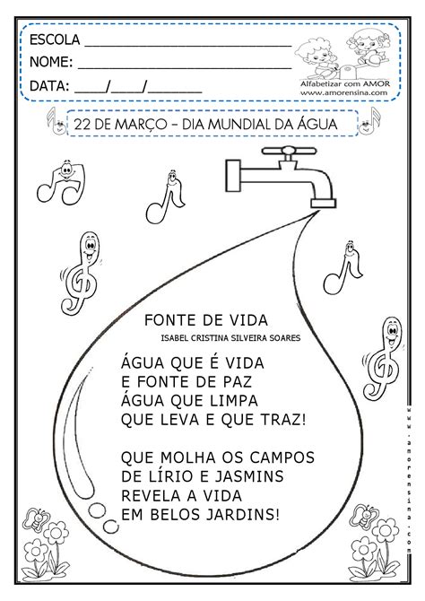 Veja mais ideias sobre dia mundial da água, dia da água, atividades sobre a agua. 22 DE MARÇO - DIA MUNDIAL DA ÁGUA - MÚSICA E ATIVIDADES ...