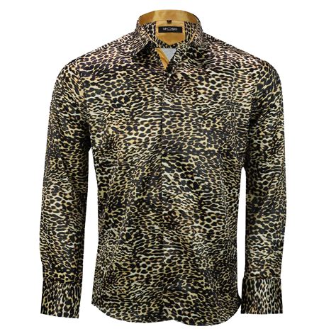 Mens Retro Leopard Animal Print Silk Feel Designer Style Smart Party