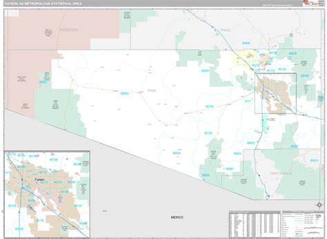 Tucson Az Metro Area Wall Map Premium Style By Marketmaps