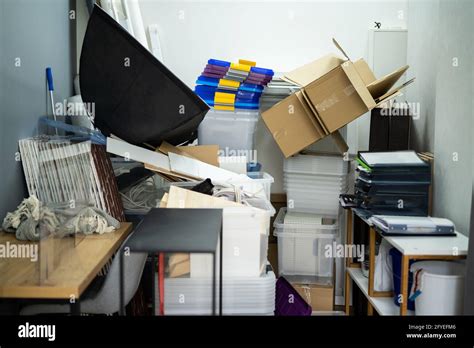 Messy Storage Closet Full Of Junk Hoarder Stuff Stock Photo Alamy