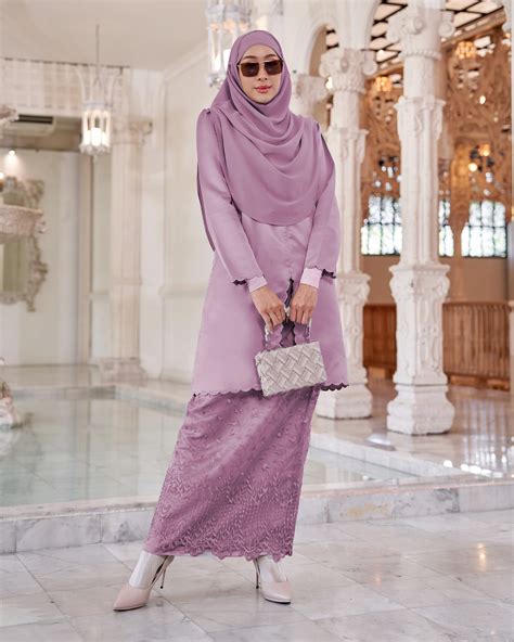 Baju Kurung Sulam Lace Aurora Lavendar Purple Muslimahclothingcom