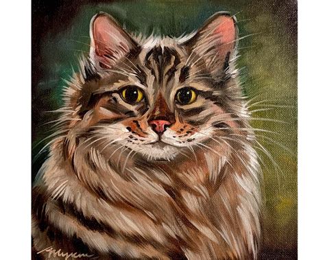 Cat Painting Cat Portret Pet Portrait Original Painting Oil Etsy