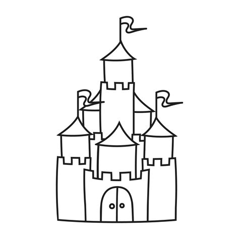 Fairytale Castle Coloring Book Page For Kids Cartoon Style Vector