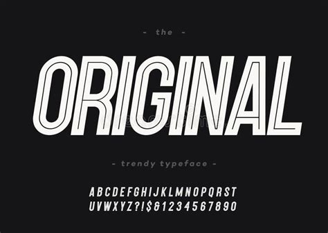 Vector Bold Original Font Trendy Typography Stock Vector Illustration