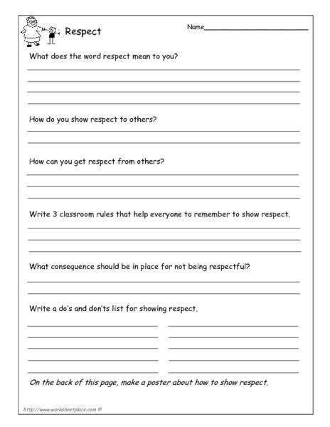 Respect Worksheet For Kindergarten