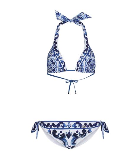 Dolce Gabbana Majolica Print Triangle Bikini Harrods Tw Hot Sex Picture