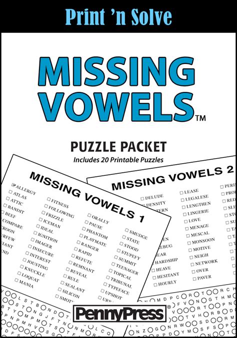 Missing Vowels Puzzle Printable