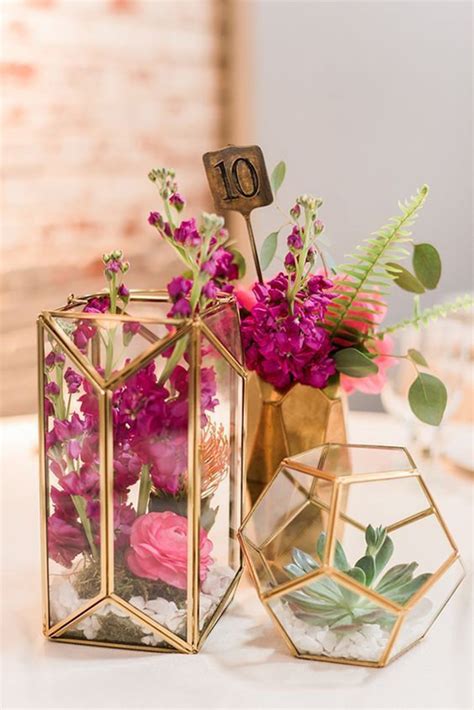 Wine glasses make elegant candle holders and mini terrariums. Glass Geometric Terrarium/ Wedding Table Decor/ Succulent ...