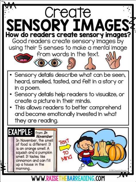 Anchor Chart For Creating Sensory Images Reading Comprehension Strategy
