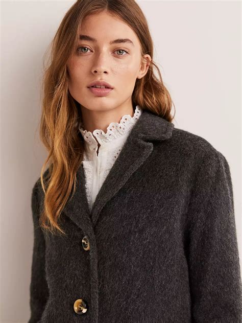 Boden Italian Wool Blend Collared Coat Charcoal At John Lewis And Partners