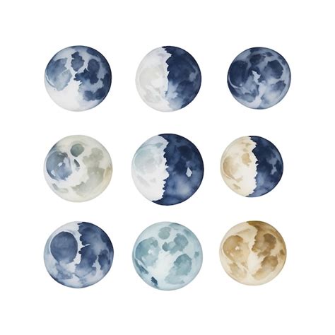 Premium Photo Watercolor Planets And Moon Phases Isolated On White
