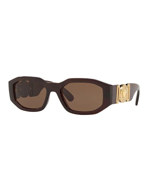 Versace Men S Geometric Propionate Sunglasses In Red Brown Brown For Men Lyst