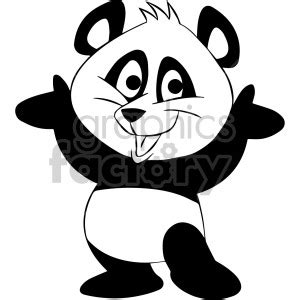 Black And White Cartoon Panda Bear Clipart Commercial Use