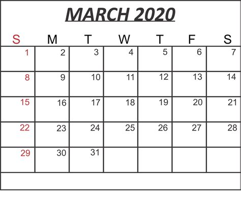 March 2020 Calendar Excel Sheet Free Printable Calendar