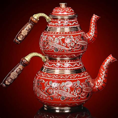 Vintage Copper Turkish Teapot Tea Kettle Pots Set For Stovetop Stove