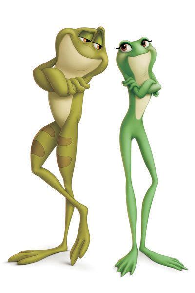 The Princess And The Frog Movie Poster With Two Frogs Standing Next To