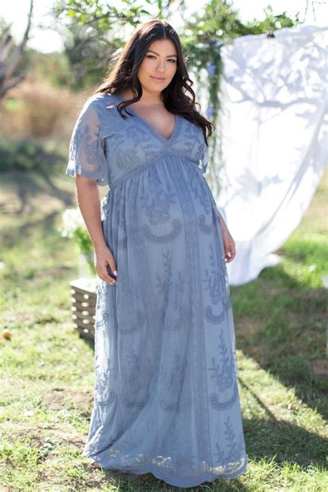 Baby Blue Plus Size Maternity Dress Light Blue Off Shoulder Long