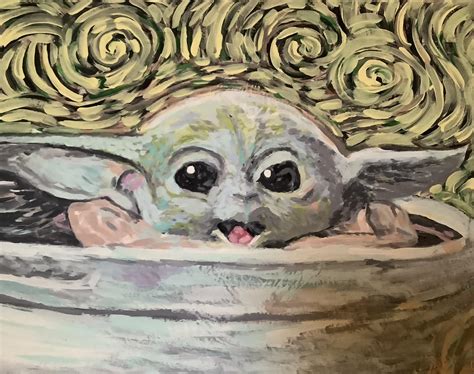 Connect the dots and draw the eyes. I couldn't help but paint baby yoda 💚 : BabyYoda