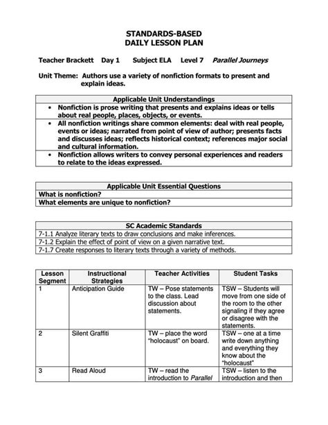 Writing Lesson Plan Template Best Of Document Template