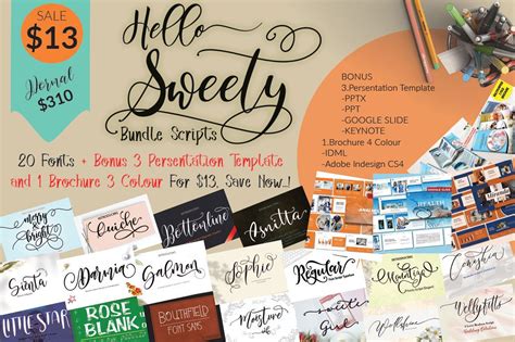 Hello Sweety Bundle Funky Fonts Font Bundles Sign Board Design