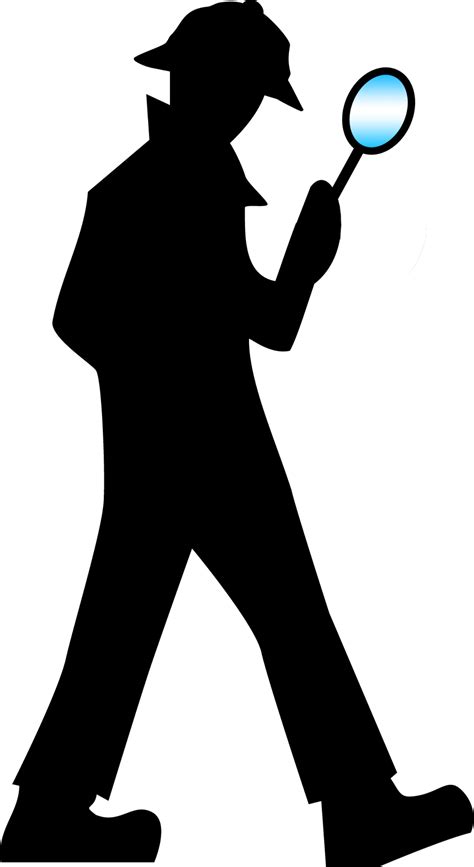 Detective With Magnifying Glass Detective Human Silhouette Magnifier