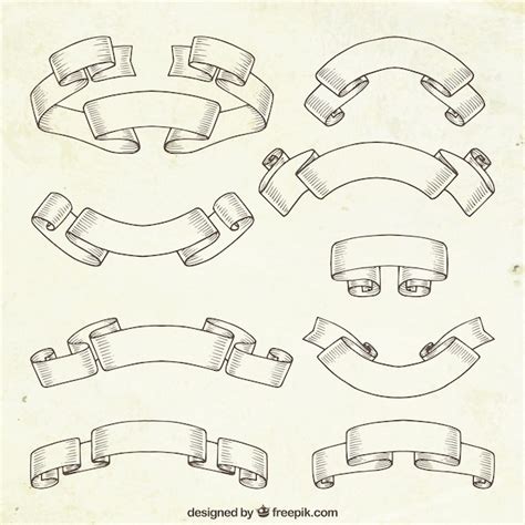 Hand Drawn Vintage Ribbon Collection Vector Free Download