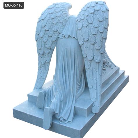 Hand Carved Weeping Winged Angel White Marble Tombstone For Sale Mokk 416 Bronzemarble Angle