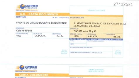 Formulario Carta Documento Correo Argentino Actualizado Junio 2023
