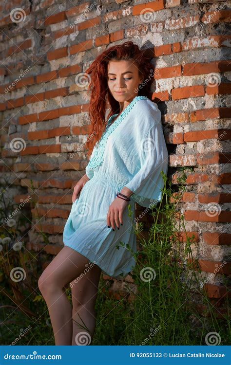 Redhead With Blue Eyes Stock Image Image Of Curly Model