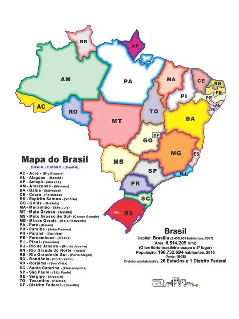 Mapa Do Brasil Com Estados E Capitais