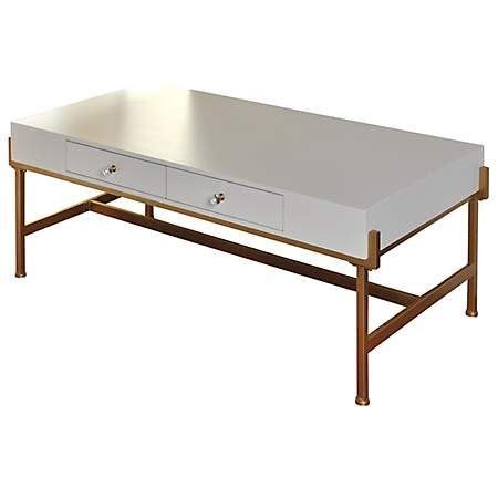 This contemporary modern white coffee table has a center glass insert with exposed legs. White Lacquer and Antique Gold Coffee Table | Kirklands ...