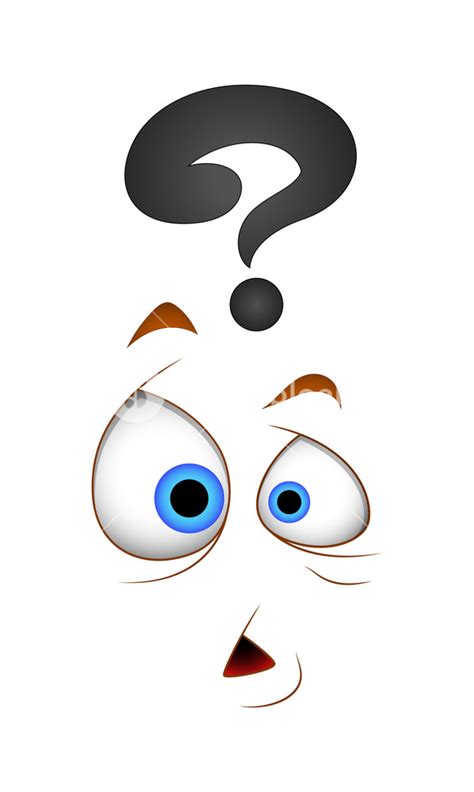 Cartoon Shocked Face Expression With Question Mark Sign Royalty Free