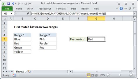 Excel Formula First Match Between Two Ranges Exceljet