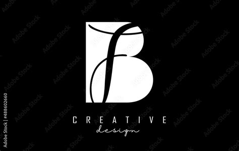Black And White Bf Letters Logo With Negative Space Letters B And F With Geometric And
