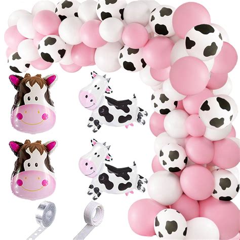 Buy Pink White Cow Balloon Farm Birthday Party Decorations Supplies