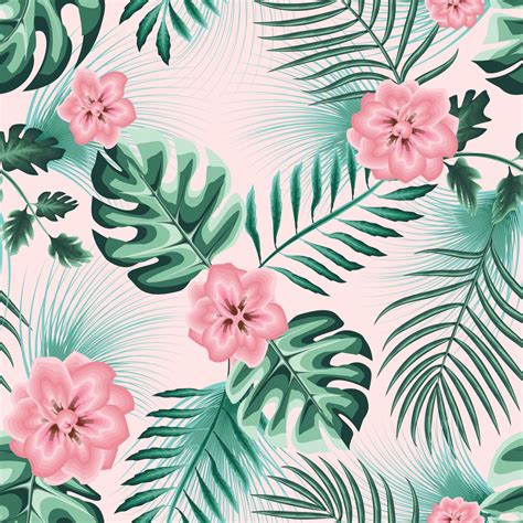 Trend Abstract Seamless Pattern With Colorful Tropical Fern Leaves And